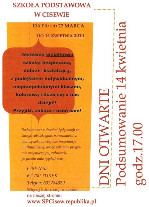 Dni otwarte szkoły podstawowej w Cisewie