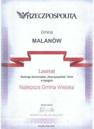 Gm. Malanów laureatem Rankingu Samorządów 