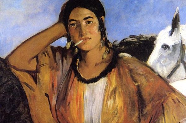 Oszuści okradają starsze osoby - Edouard Manet Gypsy with Cigarette