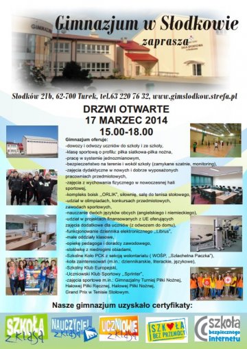 Drzwi Otwarte Gimnazjum w Słodkowie już 17 marca