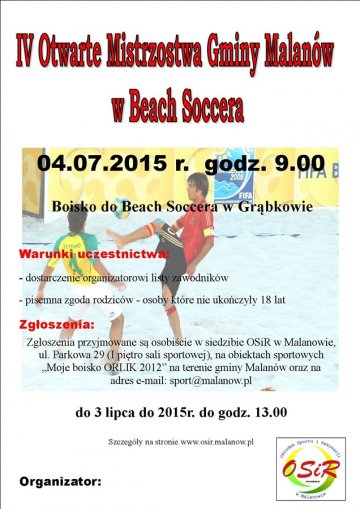 IV Otwarte Mistrzostwa Gminy Malanów w Beach Soccera