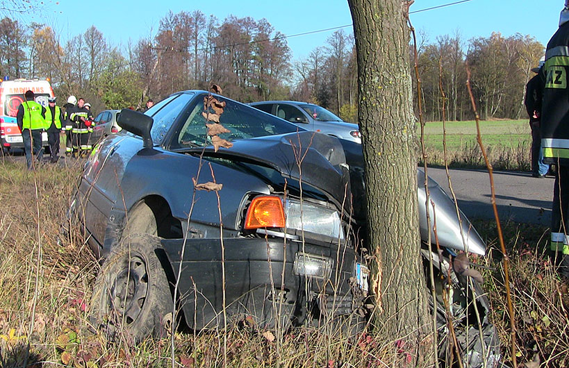 Wideo: Kto wjechał Audi w drzewo? 23-latek z 2,7 promila mówi, że był pasażerem