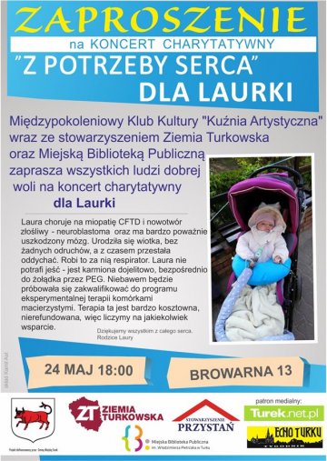 Już 24 maja: Pomóż maleńkiej Laurze. Przyjdź na koncert charytatywny do Przystani