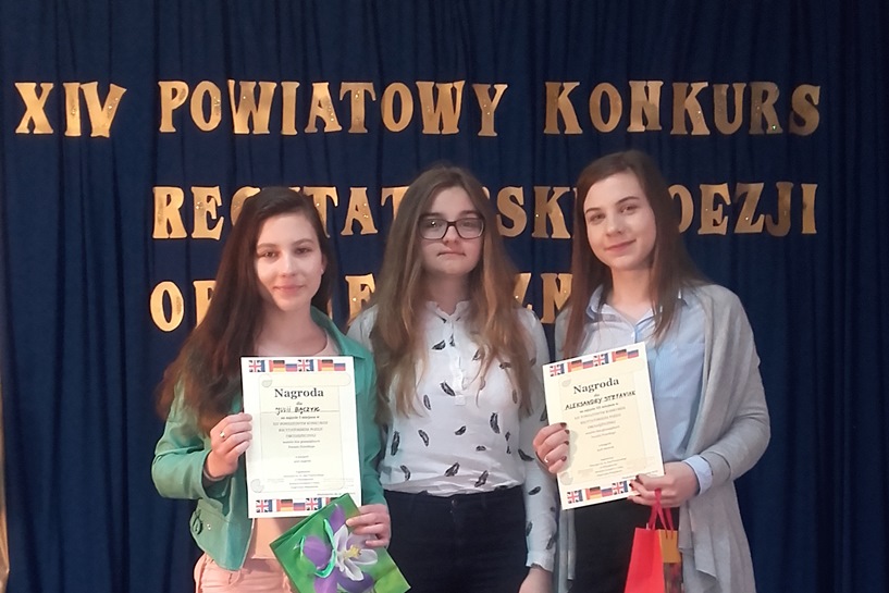 Sukces uczennic Gimnazjum nr 1 w XIV Powiatowym Konkursie Poezji Obcojęzycznej