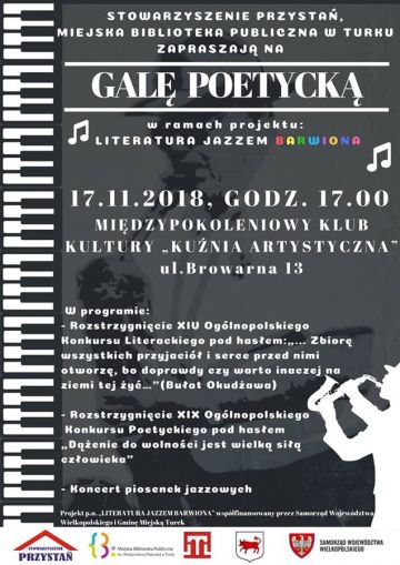 Już w sobotę: Gala poetycka z jazzem w tle