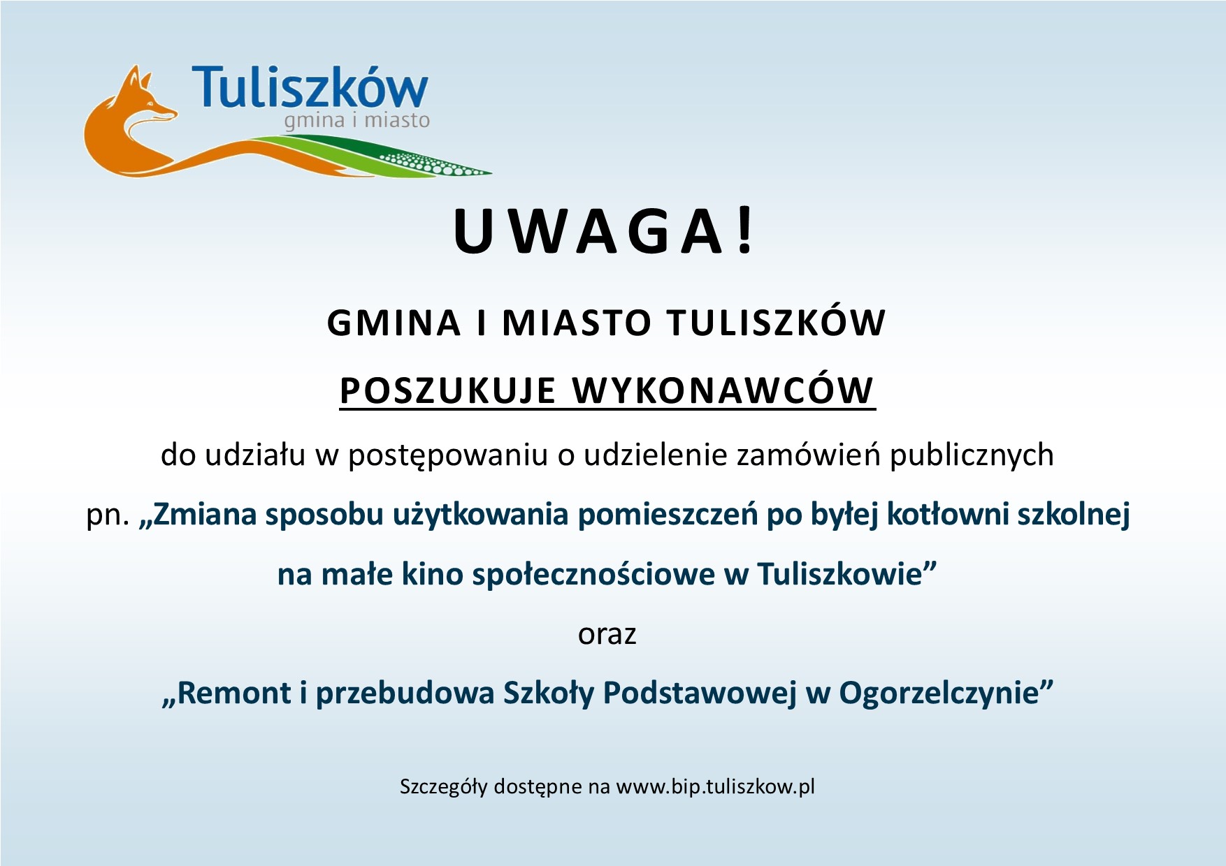 Uwaga przetargi w gminie Tuliszków.