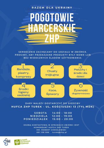 Hufiec ZHP Turek na pomoc Ukrainie. Harcerze organizują zbiórkę.