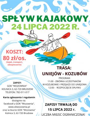 Spływ kajakowy Wartą z GOK Wozownia