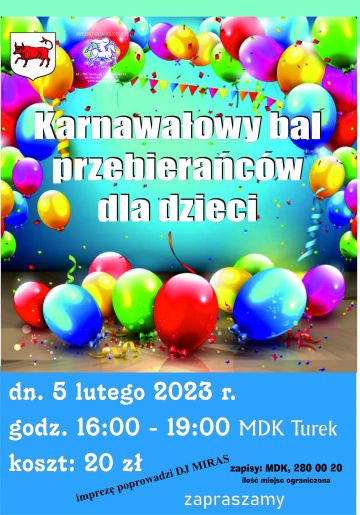 Bal Karnawałowy dla dzieci w MDK Turek