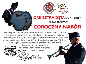 Zagraj razem z nimi! Orkiestra dęta OSP Turek ogłasza coroczny nabór