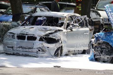 Wideo: Kolizja i pożar samochodu na Armii...
