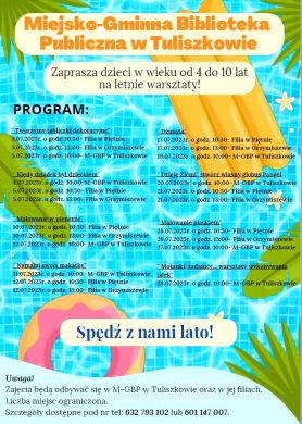 Wakacyjne zajęcia dla dzieci w Miejsko-Gminnej Bibliotece Gminy Tuliszków