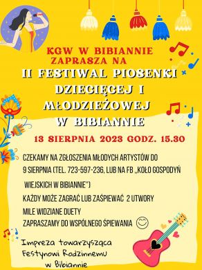 II Festiwal Piosenki Dziecięcej i Młodzieżowej w Bibiannie