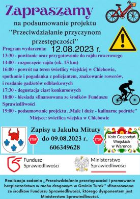 Podsumowanie projektu Przeciwdziałanie przyczynom przestępczości i rajd rowerowy