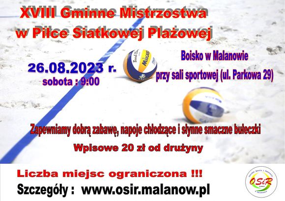 XVIII Gminne Mistrzostwa w Piłce Siatkowej Plażowej
