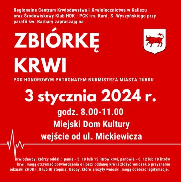 Oddaj krew w nowym roku. Klub HDK PCK oraz RCKiK w Kaliszu zapraszają na pobór krwi!