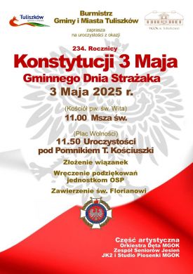 Tuliszków: Obchody 234. rocznicy Konstytucji 3 Maja oraz Gminnego Dnia Strażaka