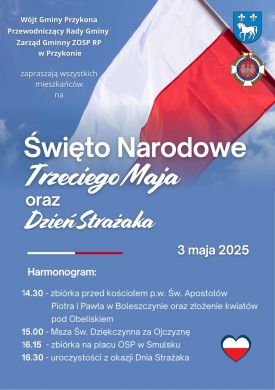 Przykona: Święto Narodowe Trzeciego Maja oraz Dzień Strażaka