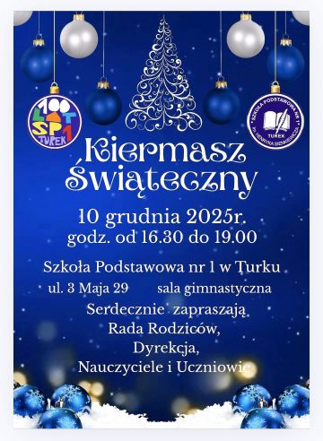 Szkolny Kiermasz Świąteczny już 10 grudnia w SP1. Turkowska jedynka zaprasza mieszkańców na wyjątkowe wydarzenie