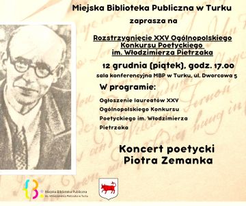 Jubileuszowa XXV edycja Ogólnopolskiego Konkursu Poetyckiego im. Włodzimierza Pietrzaka
