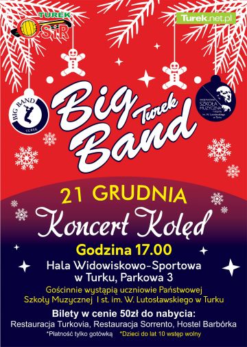 Poczuj magię świąt z Big Bandem i uczniami PSM. Koncert kolęd w Turku już w najbliższą niedzielę!