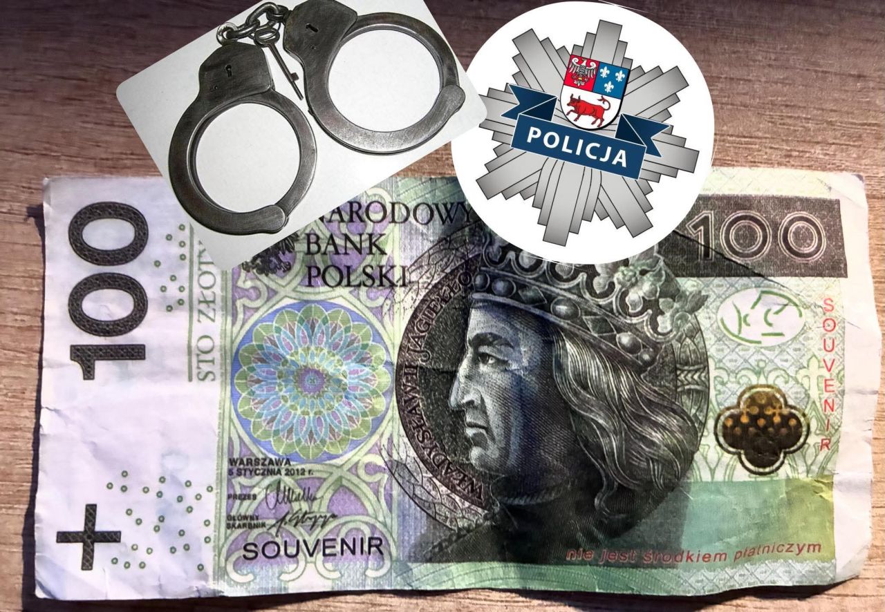 Próba zapłaty fałszywym banknotem.19-latek zatrzymany na stacji paliw - Imitacja 100 złotych na stacji paliw