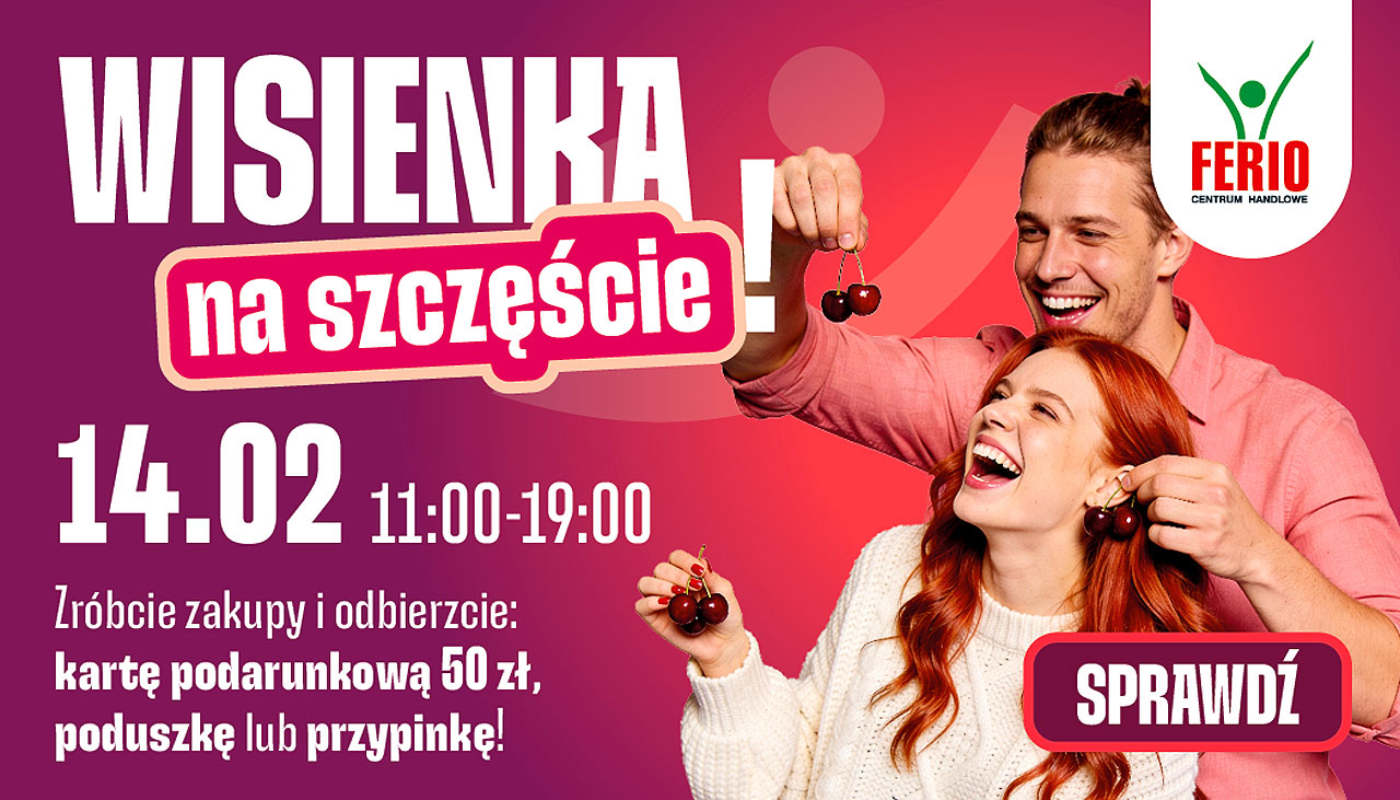 Wisienka na szczęście w Ferio Konin - walentynkowa akcja, w której nagrodą jest karta podarunkowa